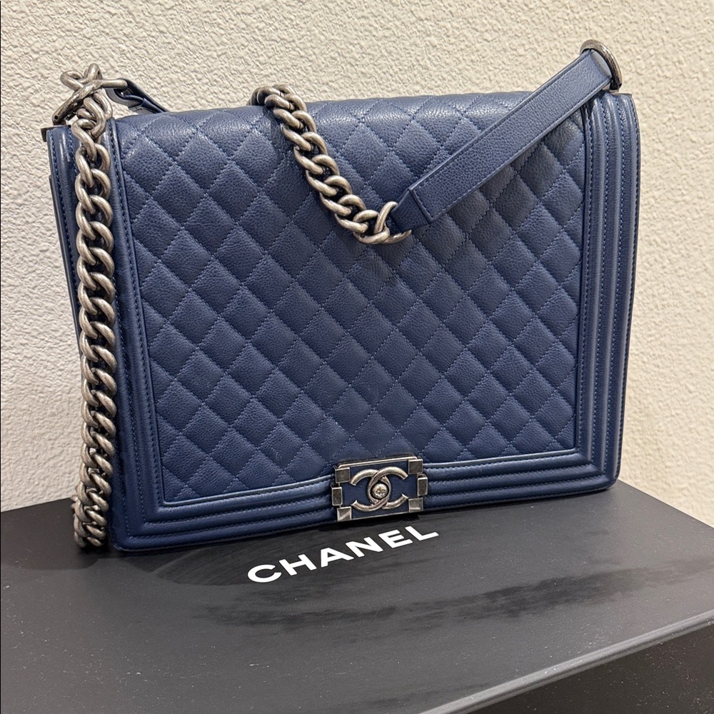 Chanel Dark Blue Quilted Shoulder Bag